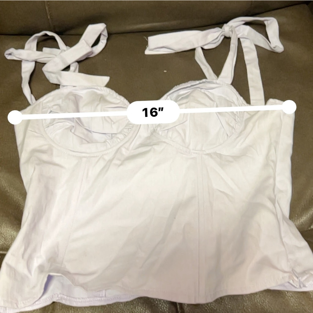 Forever 21 Corset Top - Women's L - Dusty Lavender Tie Shoulder - Picture 8 of 10